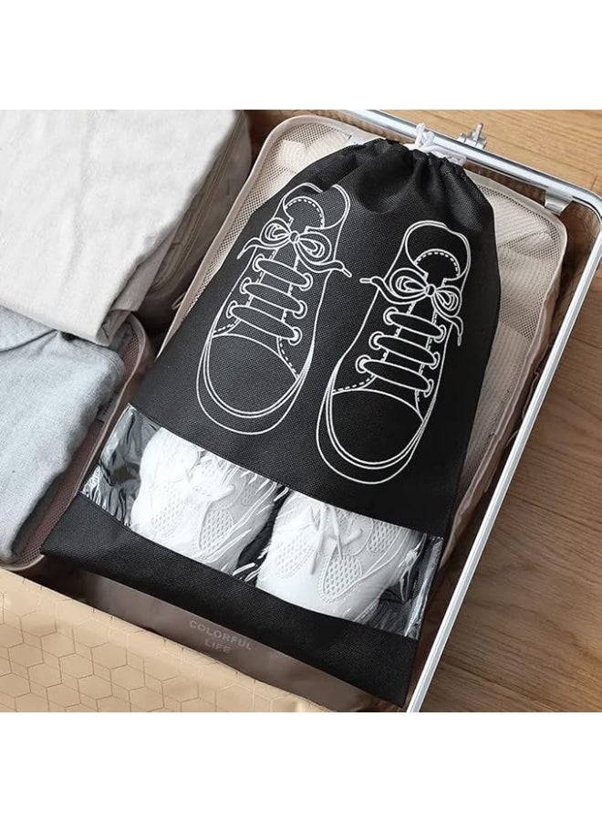 Non Woven Drawstring Shoe Bags Portable Travel Shoe Storage Pouch Transparent Dustproof Organizer for Home Bedroom Multiset Moisture Proof Shoe Covers - Image 4